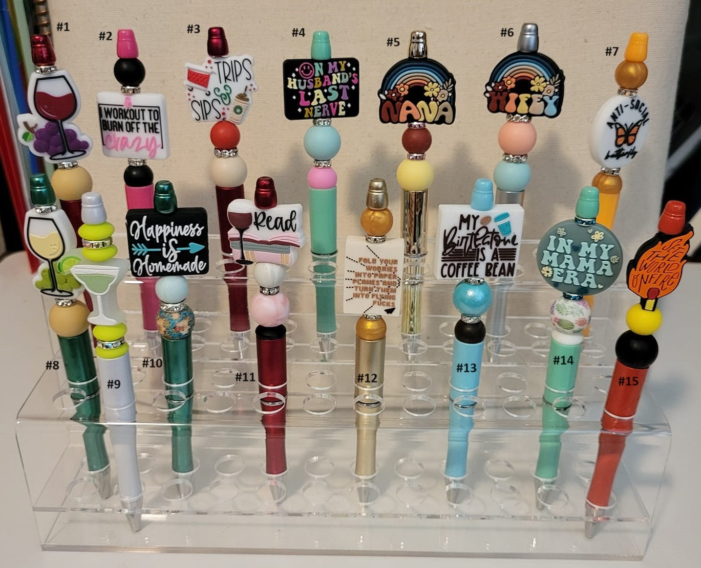 Pre-Made Silicone Beaded Pens 6